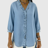 Lucía | Laza denim blúz V-nyakkal